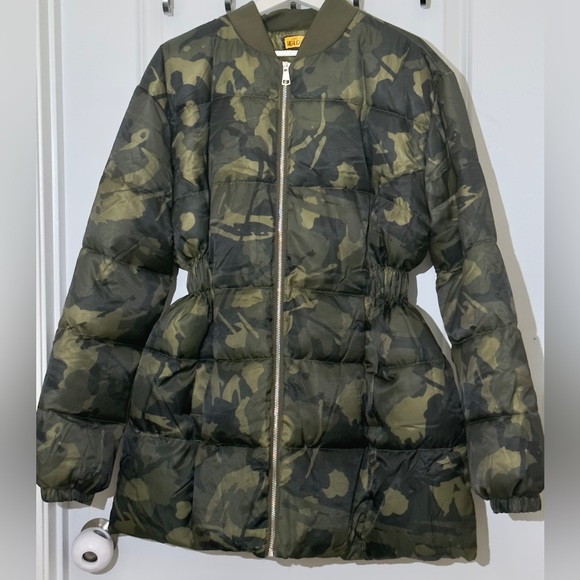 Camouflage puffer mini dress/jacket !*PLUS SIZE AVAILABLE - Picture 3 of 4
